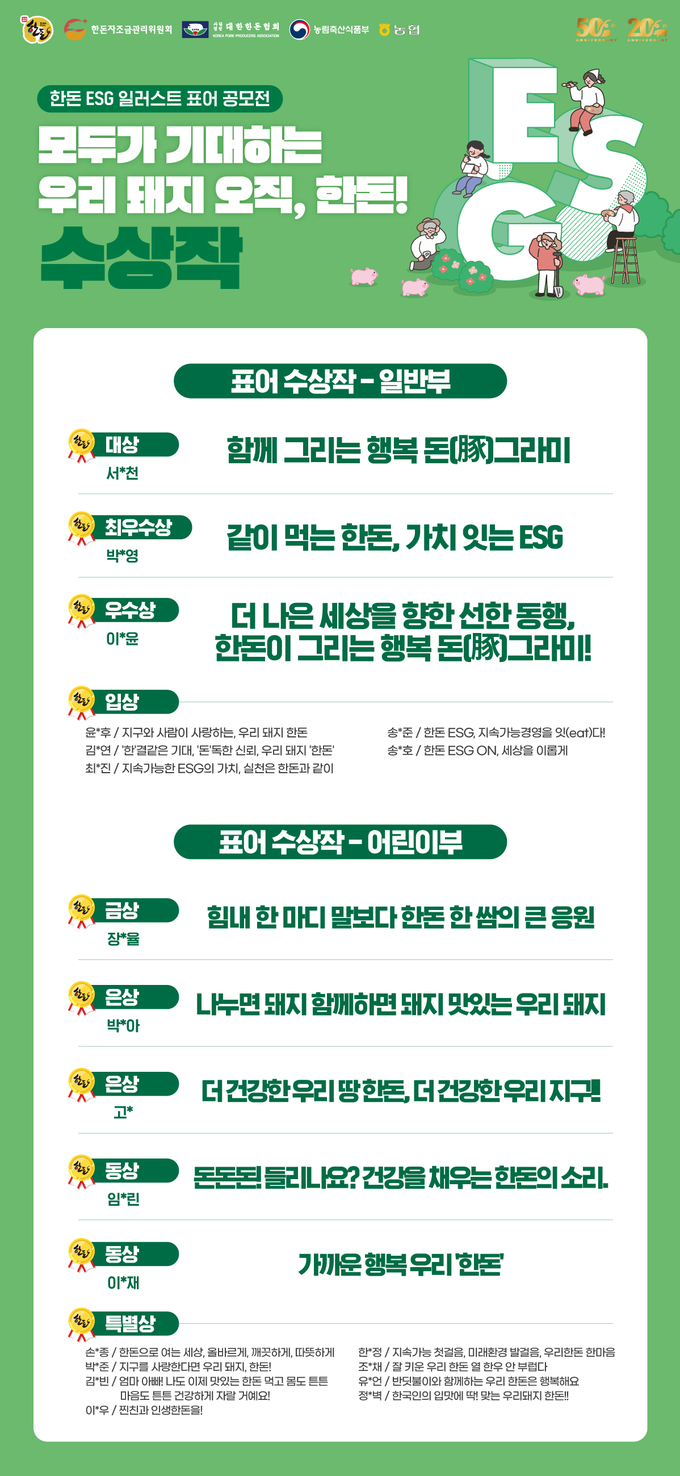 한돈자조금, ‘모두가 기대하는 우리 돼지, 오직 한돈!’ 공모전 표어 수상작 발표. kenews.co.kr